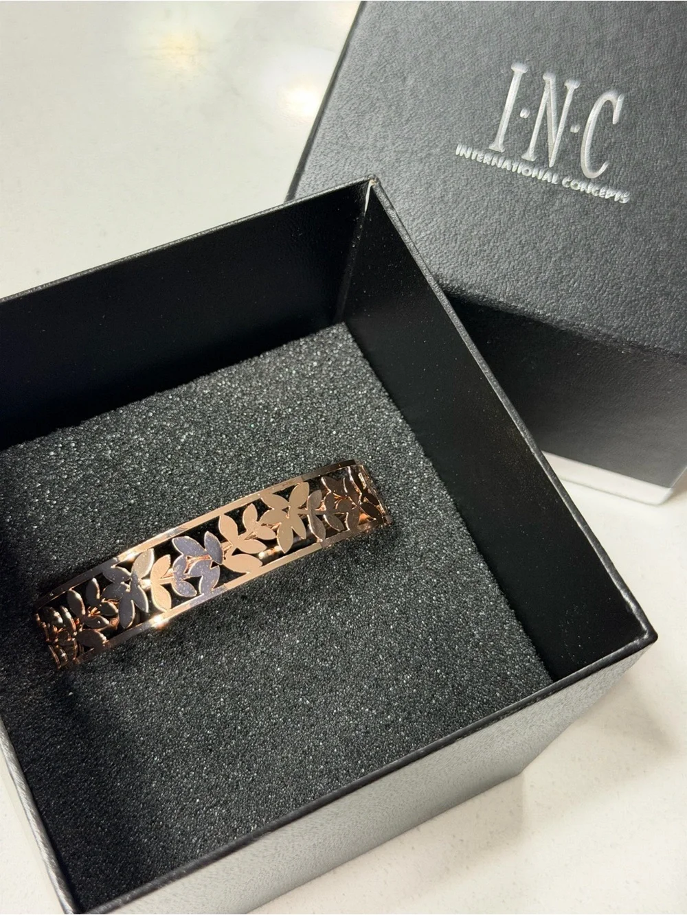 I•N•C Rose Goldtone Floral Cutout Cuff Bracelet